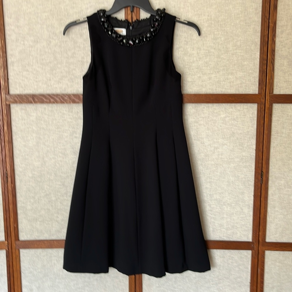 Talbots Little Black Dress Fully Lined Jeweled Removable Collar Neckline